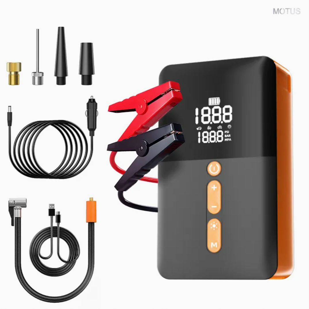 Motus 816 3 in 1 Car Battery Jump Starter, tire inflator and powerbank